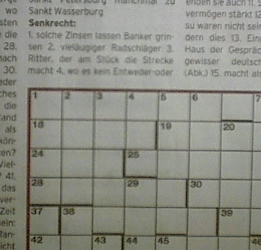 Kreuzworträtsel mit Zahlenzuordnung